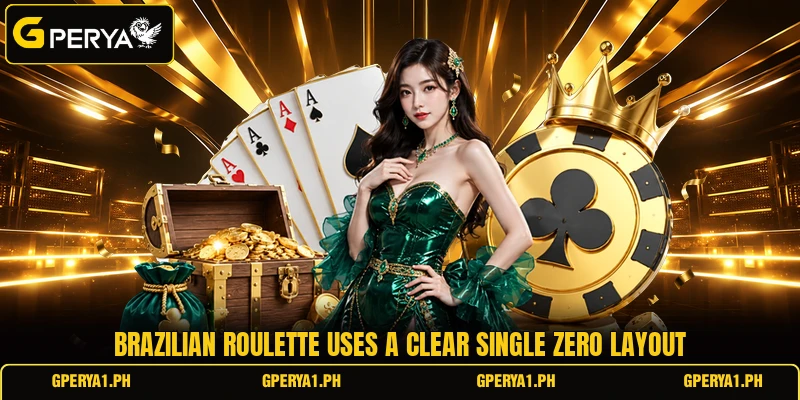 Brazilian Roulette uses a clear single zero layout