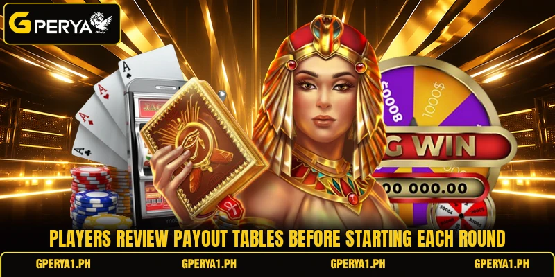 Players review payout tables before starting each round